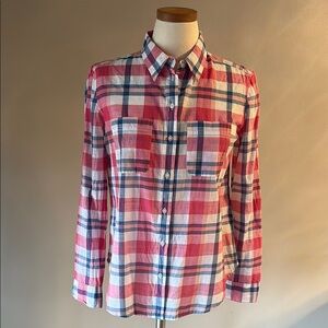 Joe Fresh women’s Pink and Blue Plaid Button Down Shirt